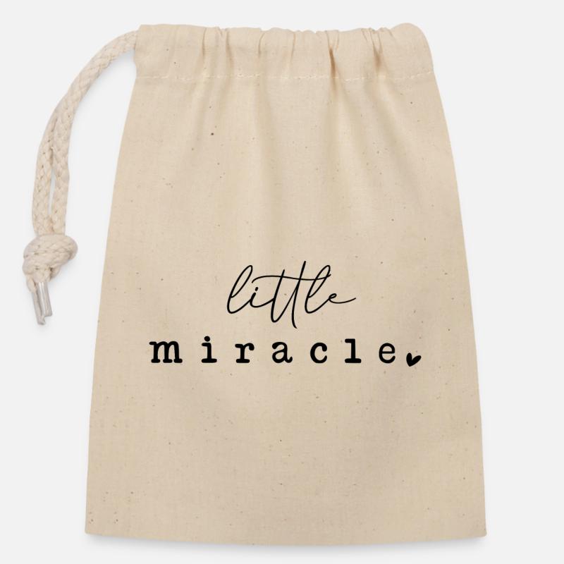 Petit Miracle - Sac cadeau en coton avec cordon (14 x 20 cm) - nature