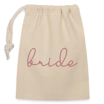 Bride Matching Engagement Bridal Shower Wedding - Closable cotton gift bag (14x20cm) - nature - Front