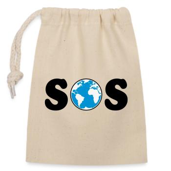 SOS – Earth Day / Klimawandel (B / 3C / SVG) - Verschließbarer Geschenkbeutel aus Baumwolle (14x20cm) - Natur - Vorne