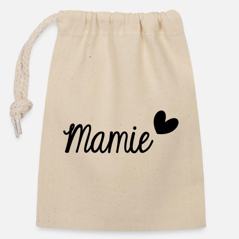 MAMIE - Sac cadeau en coton avec cordon (14 x 20 cm) - nature