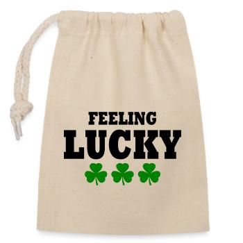 feeling lucky - Verschließbarer Geschenkbeutel aus Baumwolle (14x20cm) - Natur - Vorne