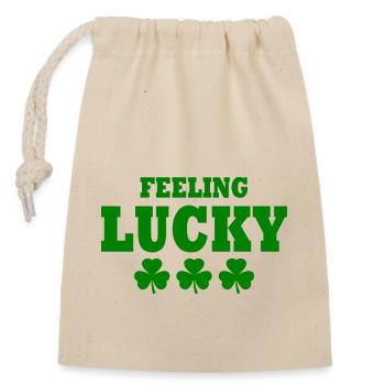 feeling lucky - Verschließbarer Geschenkbeutel aus Baumwolle (14x20cm) - Natur - Vorne