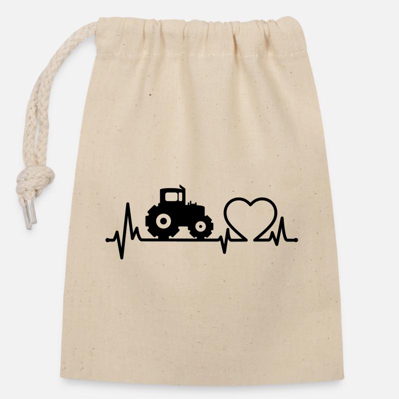 Traktor Heartbeat Farmer - Verschließbarer Geschenkbeutel aus Baumwolle (14x20cm) - Natur