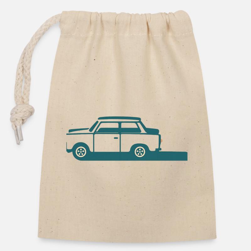 Classic Minimalist Blue Car - Closable cotton gift bag (14x20cm) - nature
