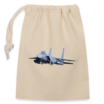 F-15 Fighter Jet Illustration - Closable cotton gift bag (14x20cm) - nature - Front