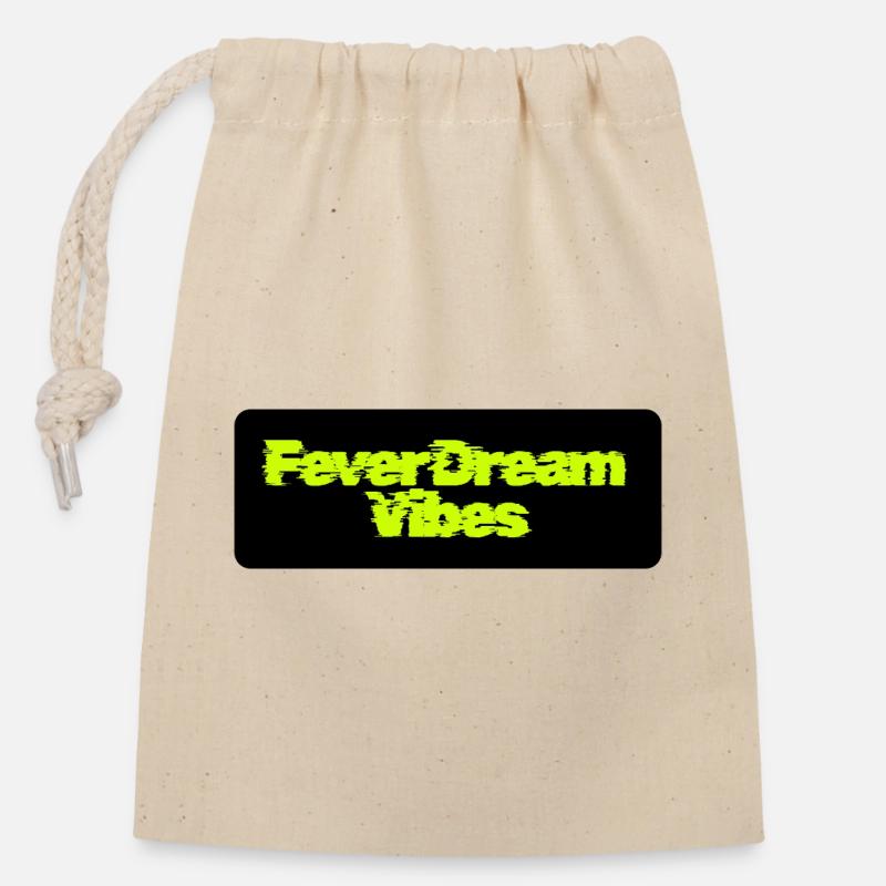 Fever Dream Vibes: Neon Lettering - Closable cotton gift bag (14x20cm) - nature