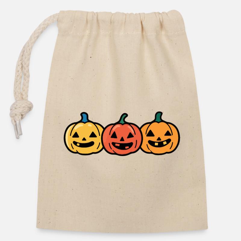 Kürbis Halloween Comic  - Verschließbarer Geschenkbeutel aus Baumwolle (14x20cm) - Natur