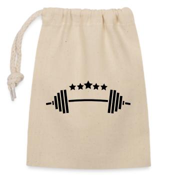 Poids et étoiles : Fitness Power Design - Sac cadeau en coton avec cordon (14 x 20 cm) - nature - Devant