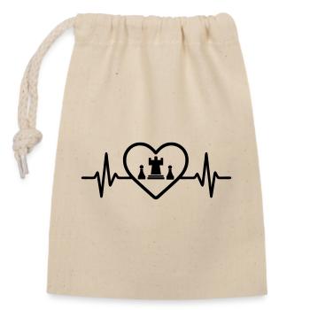 Jeu d’échecs Coeur Stratégie - Sac cadeau en coton avec cordon (14 x 20 cm) - nature - Devant
