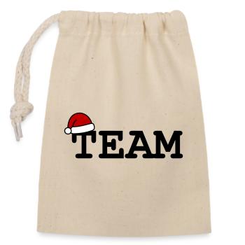 Équipe Chapeau de Noël - Sac cadeau en coton avec cordon (14 x 20 cm) - nature - Devant