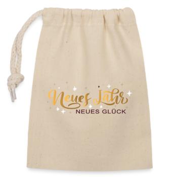 Neues Jahr Neues Glück  - Verschließbarer Geschenkbeutel aus Baumwolle (14x20cm) - Natur - Vorne