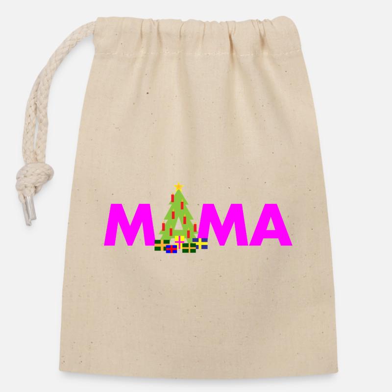 Mama Weihnachtsbaum - Verschließbarer Geschenkbeutel aus Baumwolle (14x20cm) - Natur