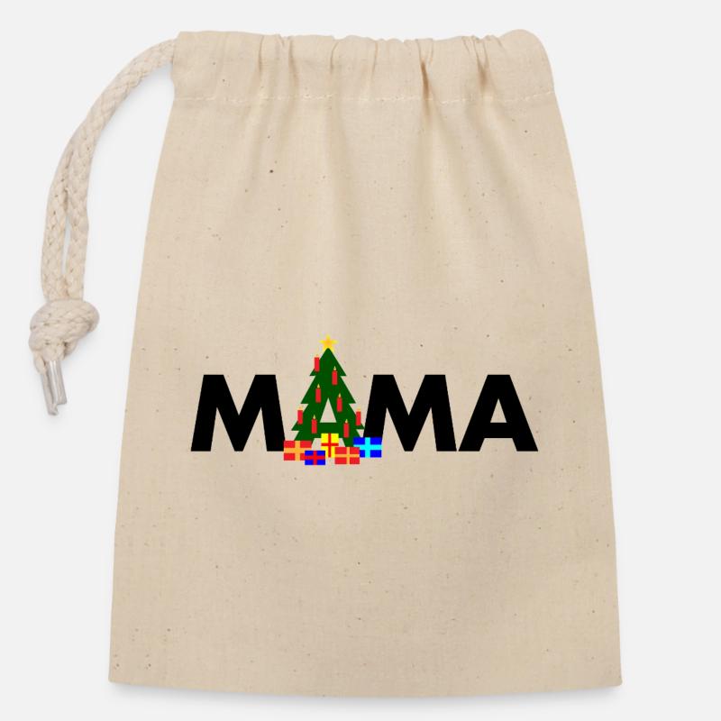 Mama Weihnachtsbaum - Verschließbarer Geschenkbeutel aus Baumwolle (14x20cm) - Natur