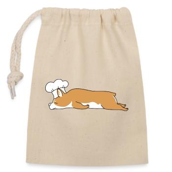 Funny Corgi Chef Cooking Baker Resting Kitchen Gif - Closable cotton gift bag (14x20cm) - nature - Front