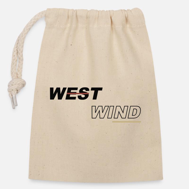 WEST WIND - Closable cotton gift bag (14x20cm) - nature