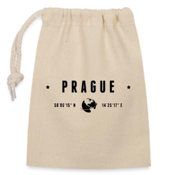 Prager GPS-Koordinaten Tschechische Republik - Verschließbarer Geschenkbeutel aus Baumwolle (14x20cm) - Natur - Vorne