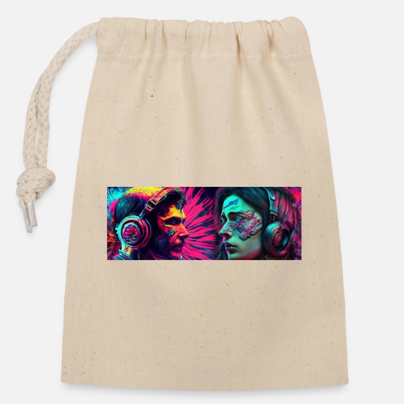 Music Psychedelic - Closable cotton gift bag (14x20cm) - nature