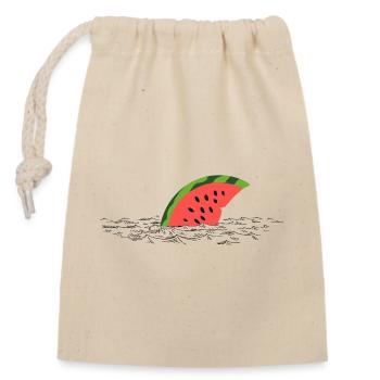 Melon Fin – Cute Shark on the Way - Closable cotton gift bag (14x20cm) - nature - Front