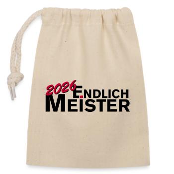 Endlich Meister 2026 Meisterschaft - Verschließbarer Geschenkbeutel aus Baumwolle (14x20cm) - Natur - Vorne
