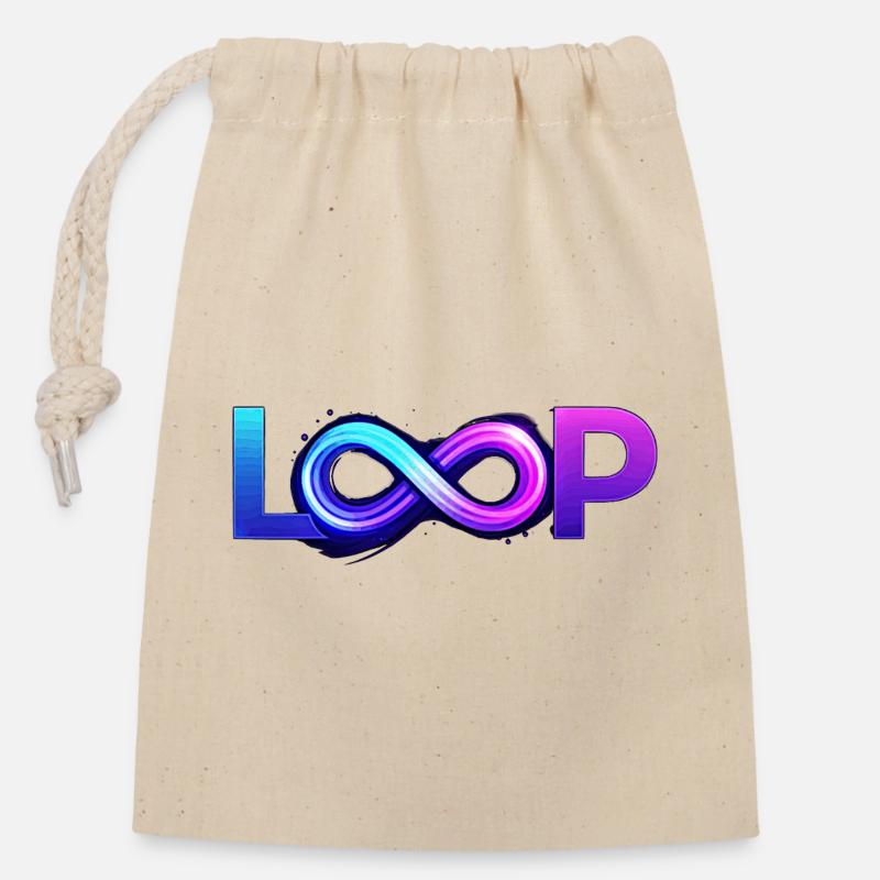 Neon Loop Unendlichkeit - Verschließbarer Geschenkbeutel aus Baumwolle (14x20cm) - Natur