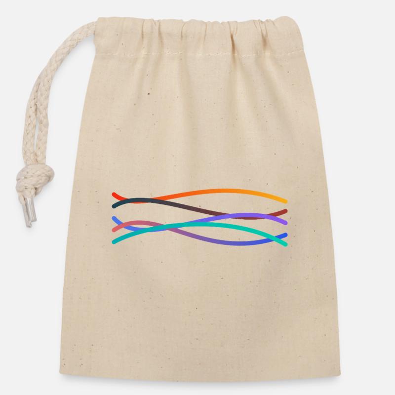 Colorful waves - Closable cotton gift bag (14x20cm) - nature