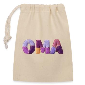 Oma Patchwork Buchstaben Top Trend - Verschließbarer Geschenkbeutel aus Baumwolle (14x20cm) - Natur - Vorne