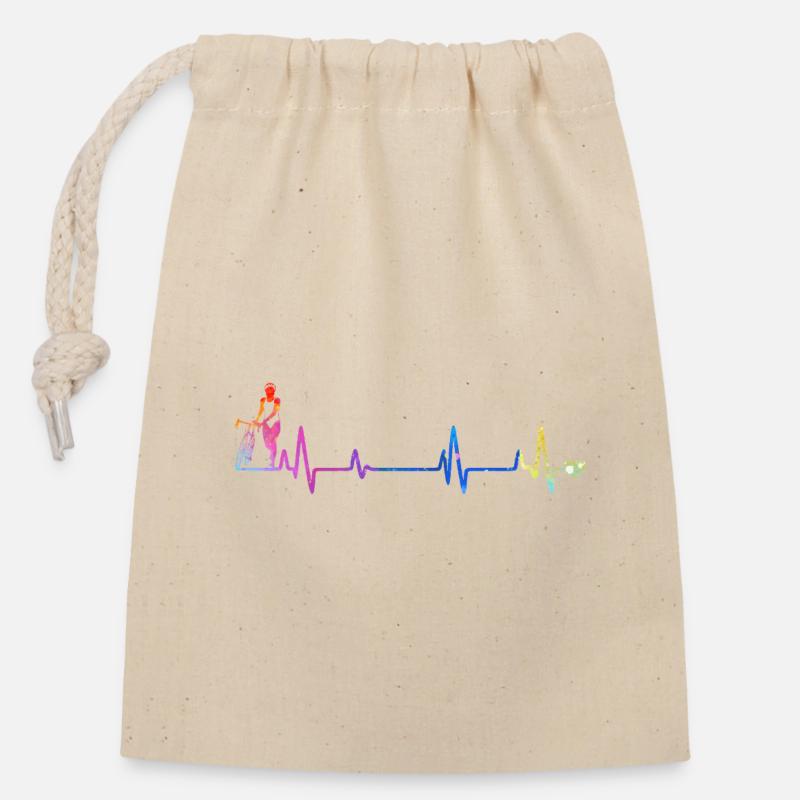 Silhouette Pulse Arc-en-ciel - Sac cadeau en coton avec cordon (14 x 20 cm) - nature
