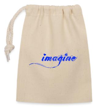 Imagine there is Peace and Love, Schrift - Closable cotton gift bag (14x20cm) - nature - Front