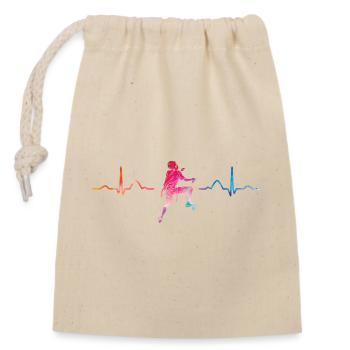 Boulderer heartbeat Bouldering Bouldering - Closable cotton gift bag (14x20cm) - nature - Front