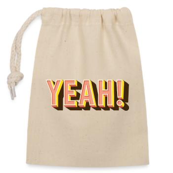 YEAH Retro Pop Font - Closable cotton gift bag (14x20cm) - nature - Front
