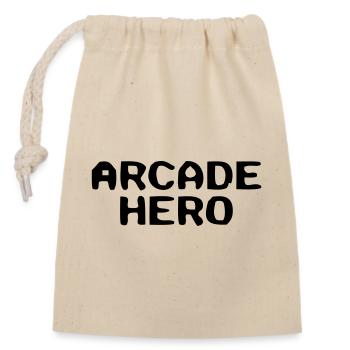 Arcade Hero Retro Schriftzug - Verschließbarer Geschenkbeutel aus Baumwolle (14x20cm) - Natur - Vorne