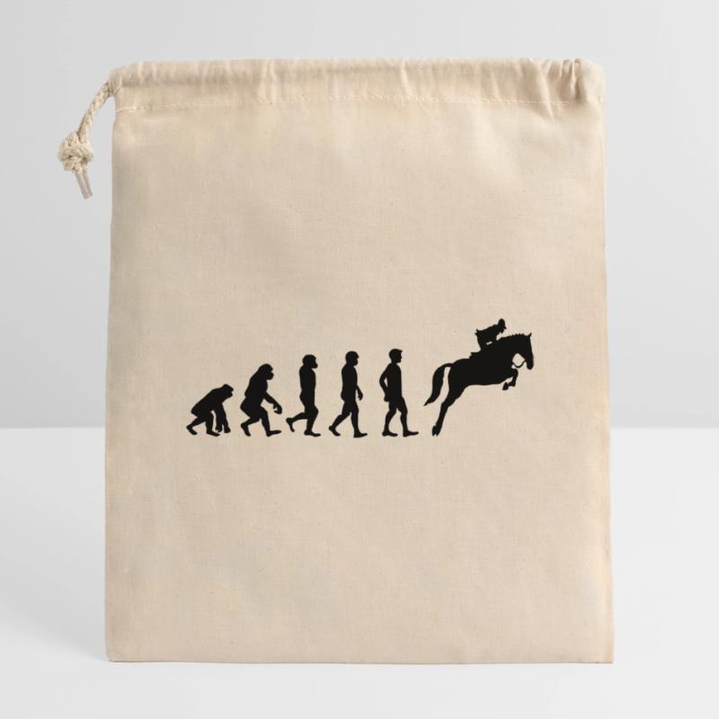 Évolution du cheval Sac cadeau en coton avec cordon (14 x 20 cm)