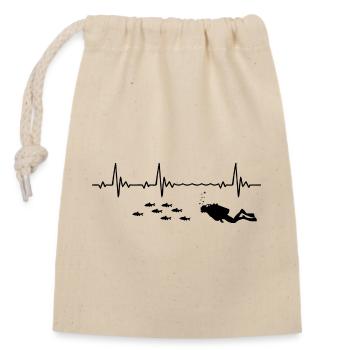 Diver Heartbeat Scuba Diving Heart Rate Frequency - Closable cotton gift bag (14x20cm) - nature - Front