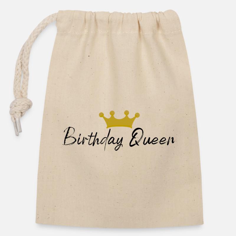 Fête d'anniversaire - Sac cadeau en coton avec cordon (14 x 20 cm) - nature