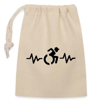 Utilisateur de fauteuil roulant avec chapeau et fréquence cardiaque # - Sac cadeau en coton avec cordon (14 x 20 cm) - nature - Devant