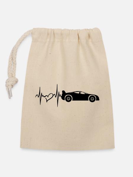 Sportwagen Herzfrequenz Cardio - Verschließbarer Geschenkbeutel aus Baumwolle (14x20cm) - Natur
