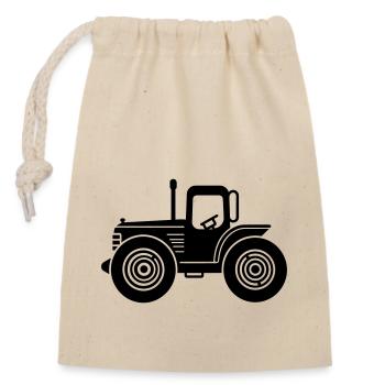 Tractor - Closable cotton gift bag (14x20cm) - nature - Front