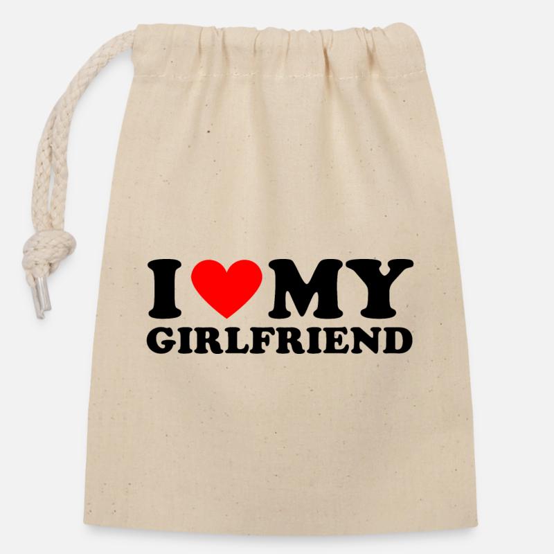 I love my girlfriend - Verschließbarer Geschenkbeutel aus Baumwolle (14x20cm) - Natur