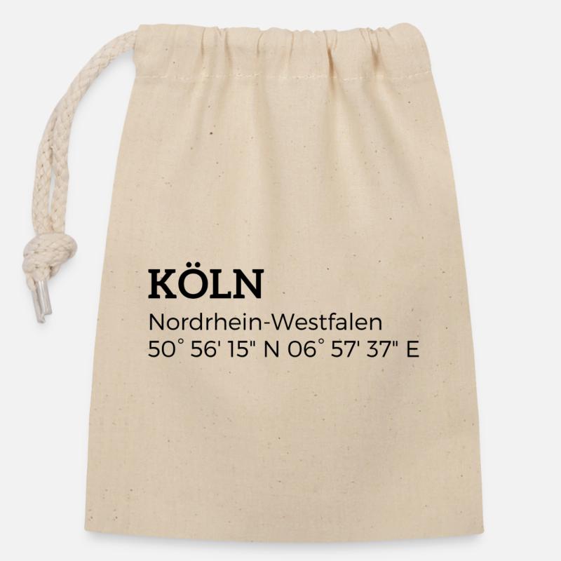 Cologne North Rhine-Westphalia coordinates - Closable cotton gift bag (14x20cm) - nature