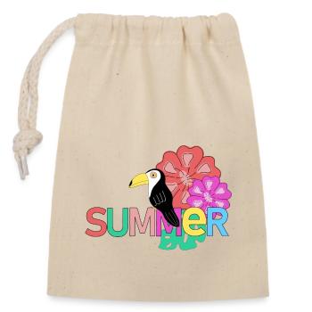 SUMMER TUCAN - Verschließbarer Geschenkbeutel aus Baumwolle (14x20cm) - Natur - Vorne