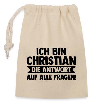 First name Chris Christian - Closable cotton gift bag (14x20cm) - nature - Front