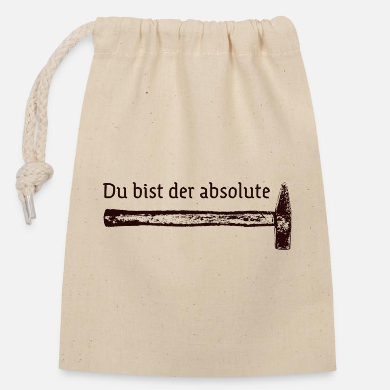 Du bist der absolute Hammer - Verschließbarer Geschenkbeutel aus Baumwolle (14x20cm) - Natur