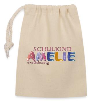 Schoolchild Amelie School - Closable cotton gift bag (14x20cm) - nature - Front