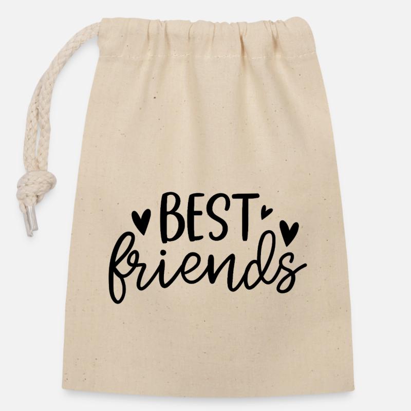 Best Friends - Verschließbarer Geschenkbeutel aus Baumwolle (14x20cm) - Natur