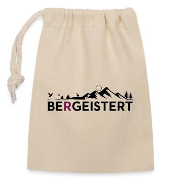 Bergeistert Motiv, Geschenk für Wanderer, Berge - Verschließbarer Geschenkbeutel aus Baumwolle (14x20cm) - Natur - Vorne