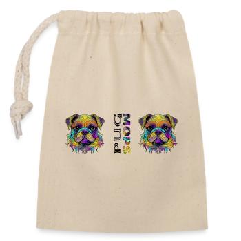Pug - Closable cotton gift bag (14x20cm) - nature - Front