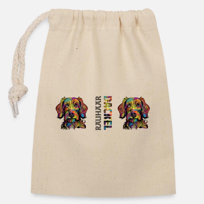 Wire-haired dachshund - Closable cotton gift bag (14x20cm) - nature