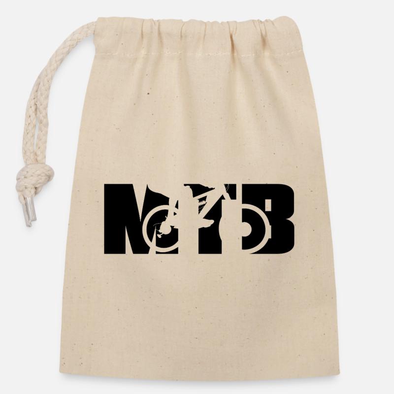 Conception de VTT - Sac cadeau en coton avec cordon (14 x 20 cm) - nature