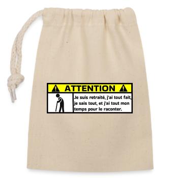 Retired - Closable cotton gift bag (14x20cm) - nature - Front