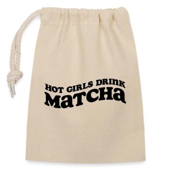 Hot Girls Drink Matcha – Trendy SVG Design - Closable cotton gift bag (14x20cm) - nature - Front